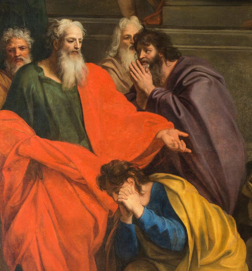 Détails de la Peinture de la prédication d'Agabus à saint Paul par Louis Chéron