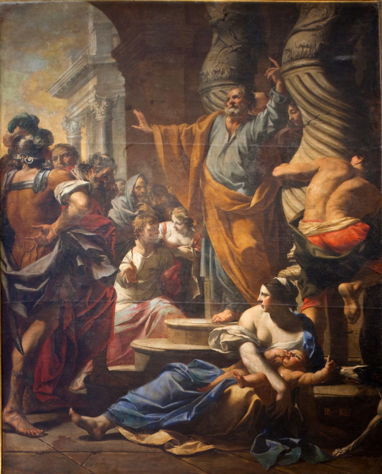 Peinture de la prédication de saint Pierre à Jérusalem par Charles Poërson