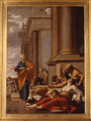 Peinture de saint Pierre guérissant les malades de son ombre par Laurent de la Hyre